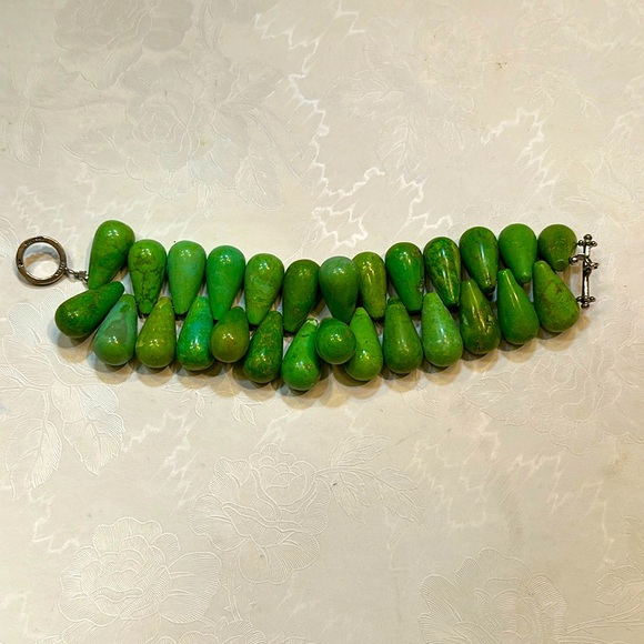 Barse Vintage Gaspeite Statement Teardrop Bracelet 8” in length 138.41 grams🔥🔥 - Picture 3 of 15